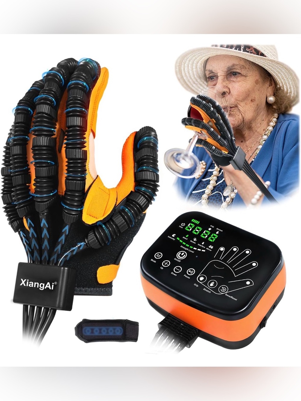 Robotic Glove Device Stroke Hand Recovery Finger Rehab Trainer Size Medium Left